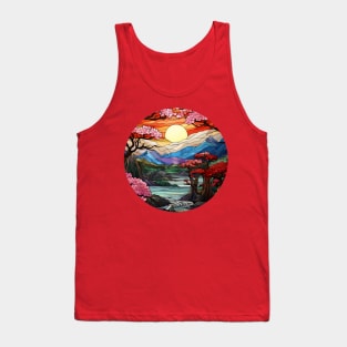 Blue Mountain Sakura Blossoms Tank Top